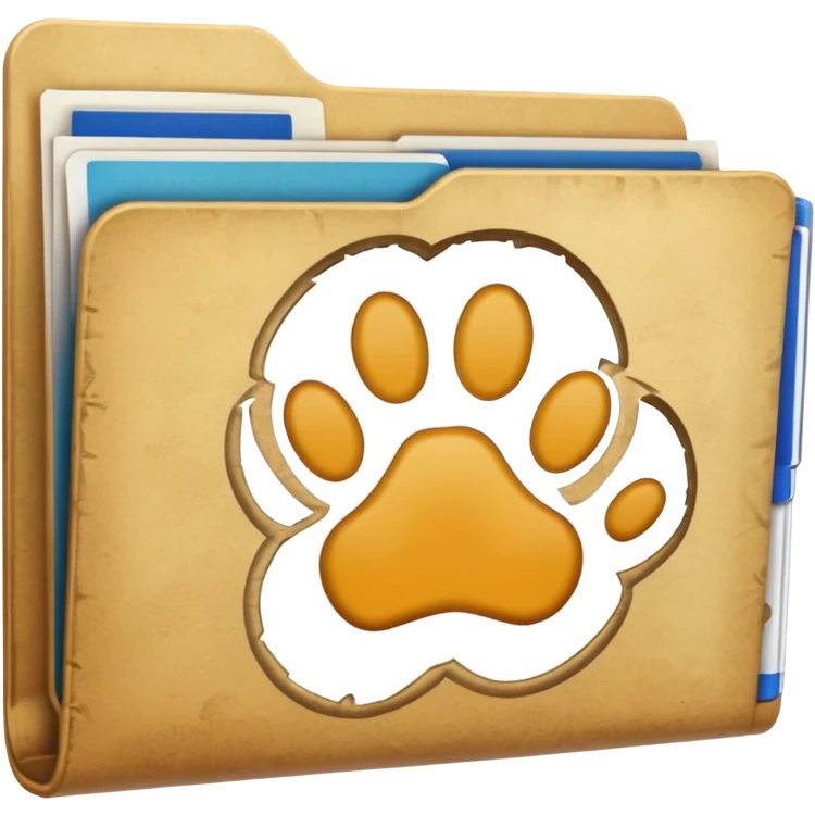 a folder of documents with a pawprint on it emoji