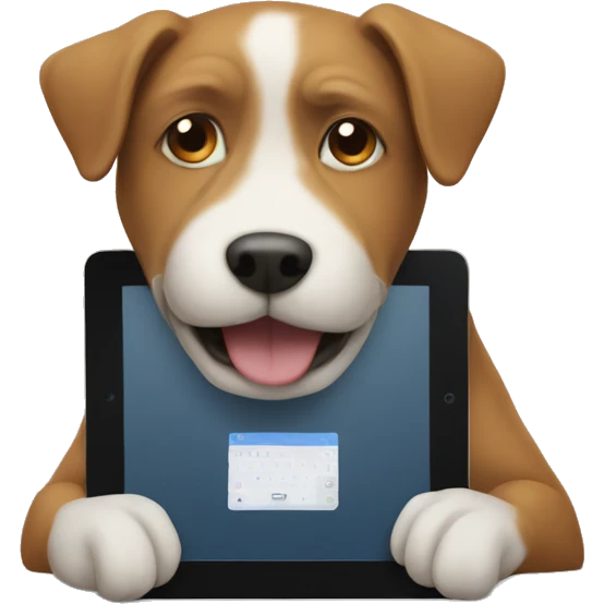 Dog is typing on an iPad  emoji