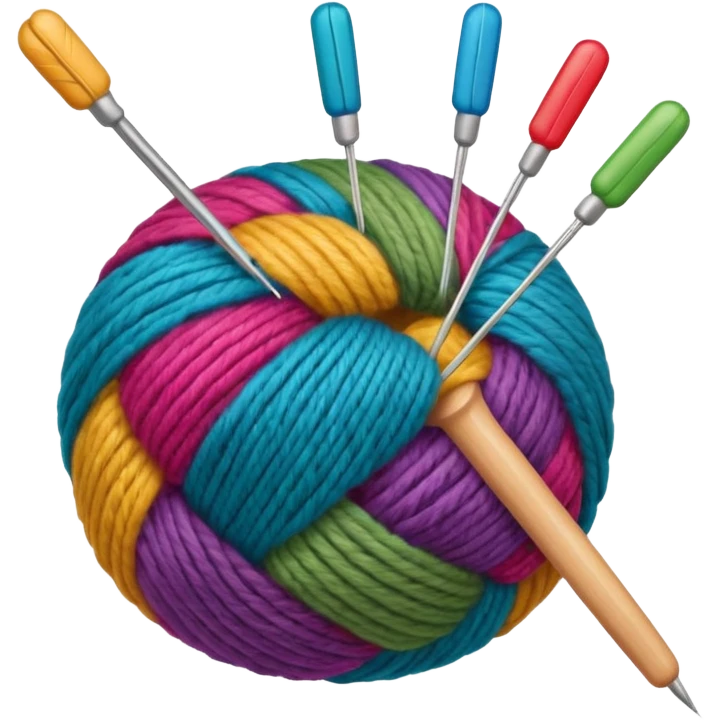 a ball of wool with a knitting needle emoji