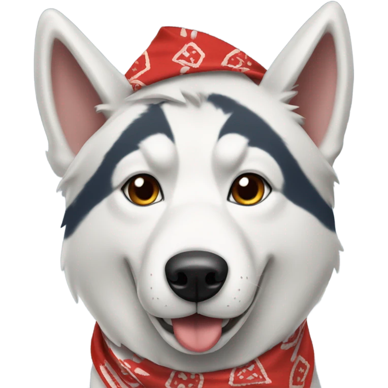 Husky dog wearing a red bandana emoji