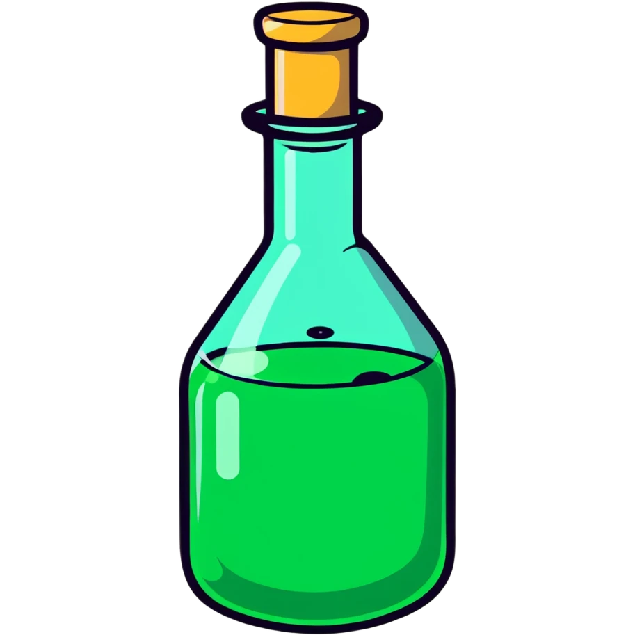 Floating potion bottle with glowing liquid emoji