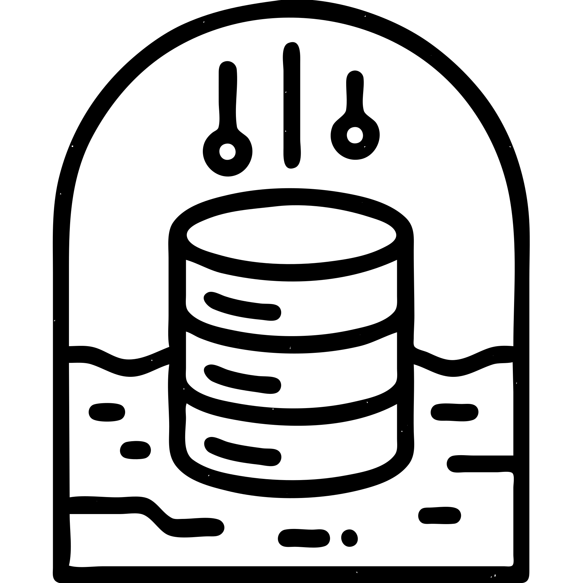 outlined icon of stacked database cylinders in a basement or underground setting with abstract data streams, worn and distressed effect, detailed icon emoji