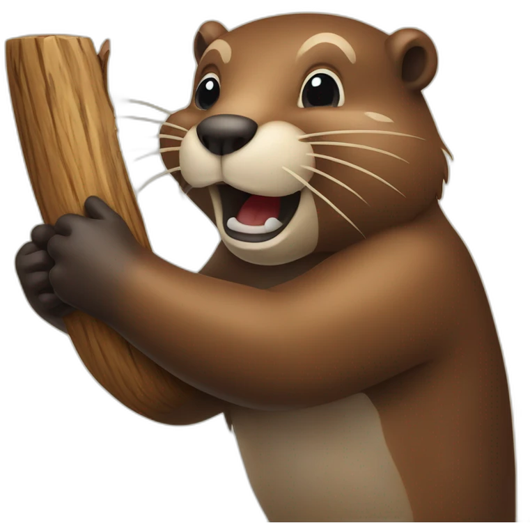 Beaver biting wood emoji