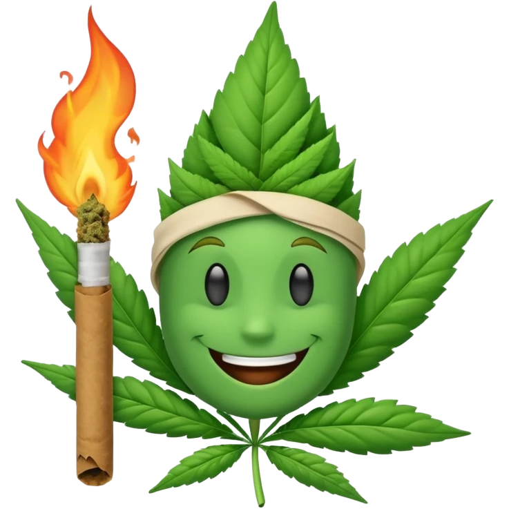 a marijuana joint with a happy face emoji