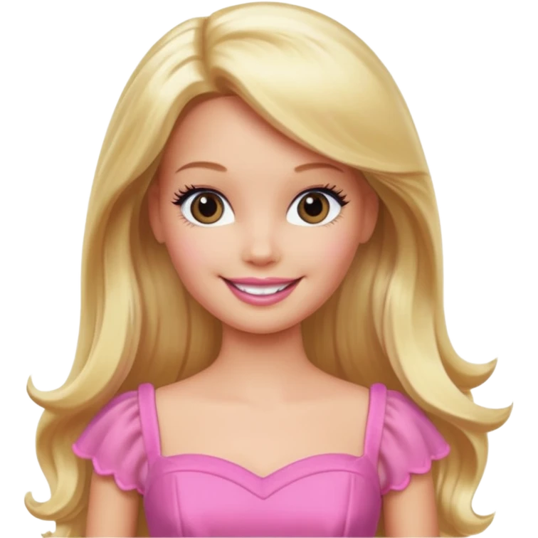 barbie, long blonde hair, pink dress emoji