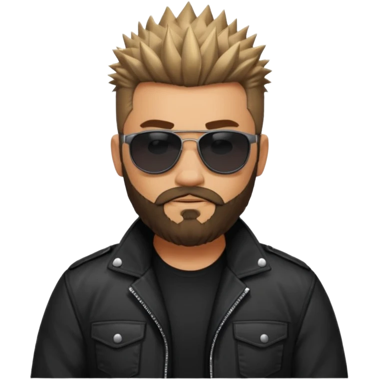biker gang with black sunglass and rugged and bulky guy bearded spicks hair black jacket emoji