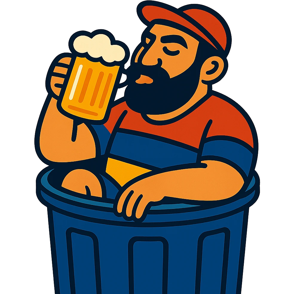 Armenian man drinking beer in a trash can emoji