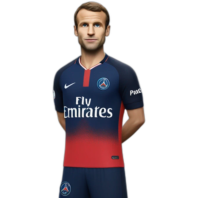 Macron avec un maillot du psg emoji