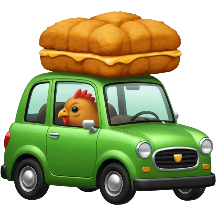 Chicken nugget in a green and black car emoji
