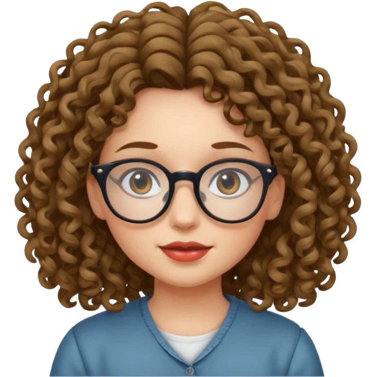 una chica con rizos y el cabello suelto con gafas emoji
