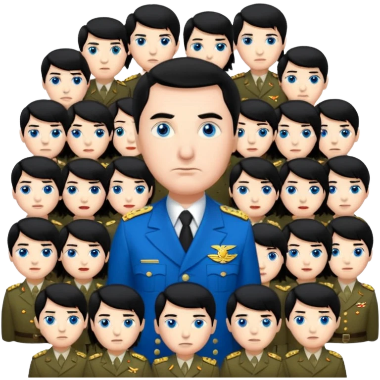 Dictator with 20 kids blue eyed and black hair like a dictator  emoji
