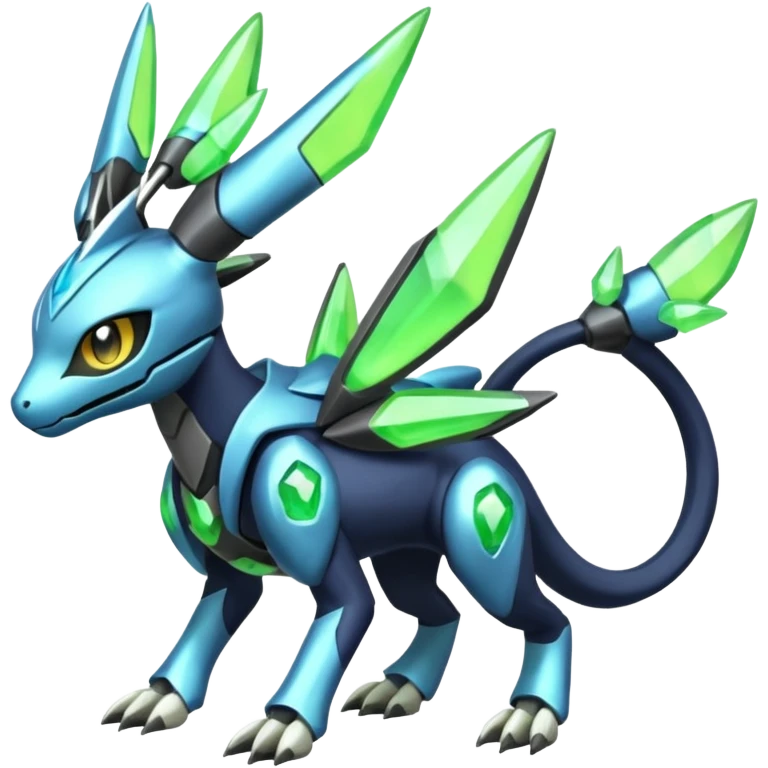  Exotic Futuristc Meloetta-Zygarde-Zeraora-Protogen-Dialga-Electrike-Palkia-hybrid-fusion-Fakémon-creature, full body emoji