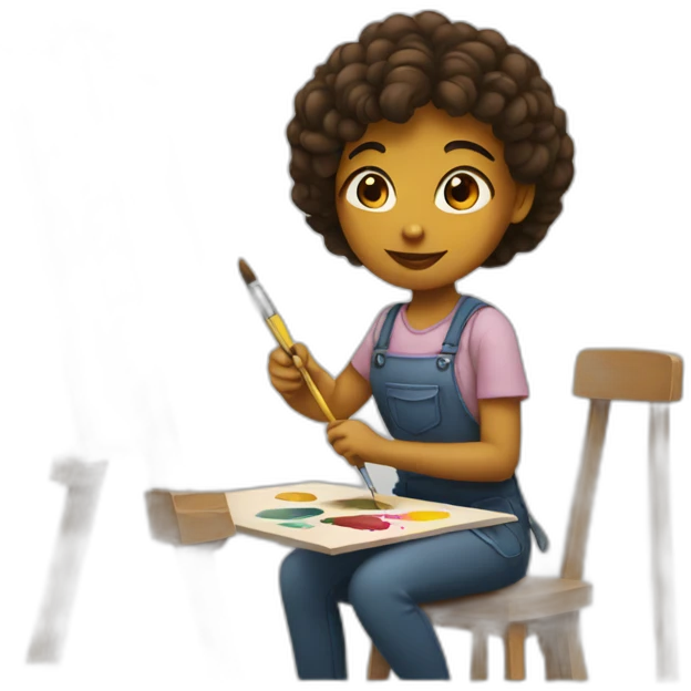 a girl is painting emoji