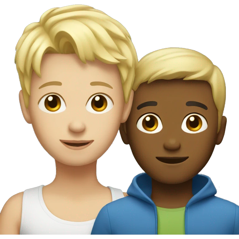Blonde short hair woman and blonde boy emoji