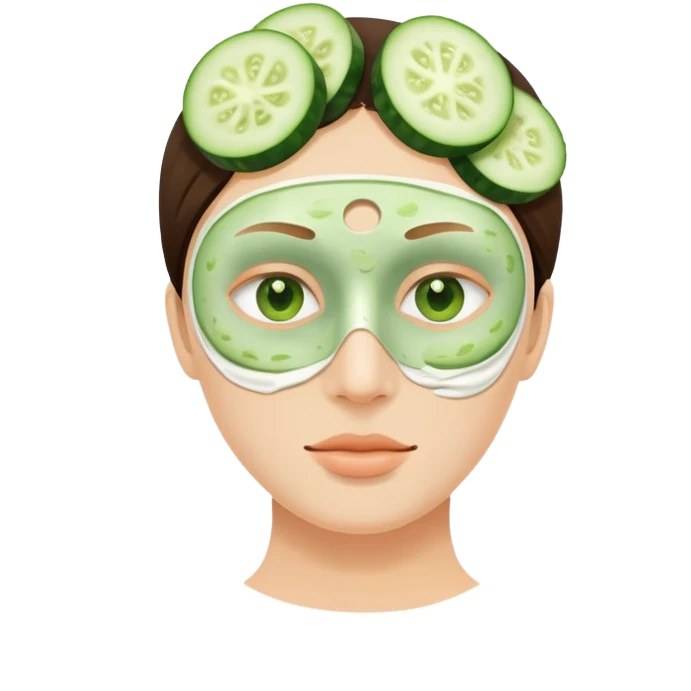 Face with clay mask and cucumber slices on the eyes emoji
