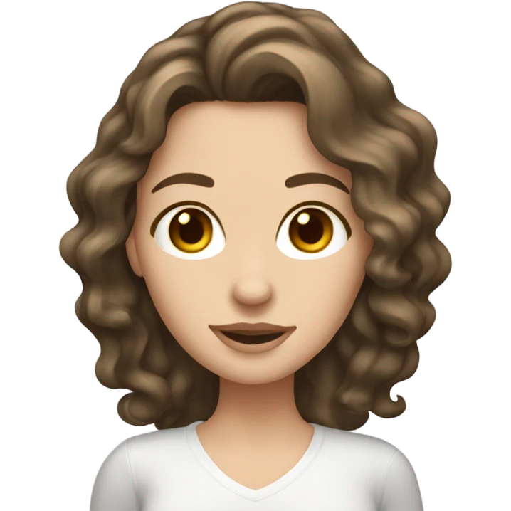 Create a white Girl that’s brunette with wavy hair  emoji