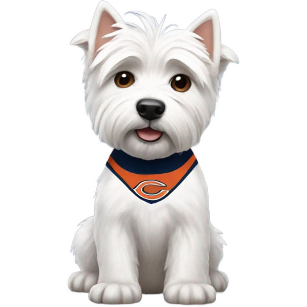 West highland terrier wearing Chicago bears jersey emoji