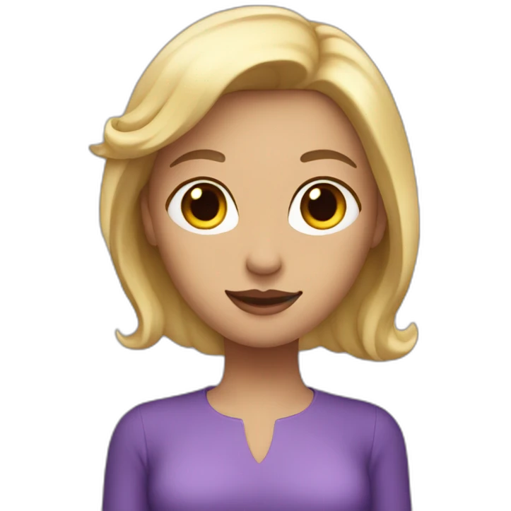 woman with blonde hair in purple dress with angel wings emoji