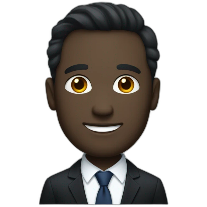a white bold man in a black suit wearing a dark blue shirt and a black ties emoji