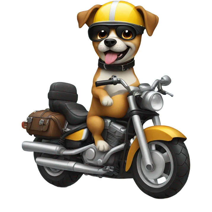 Dog with a mustache driving a motorcycle  emoji