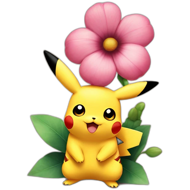 Pikachu with flower emoji