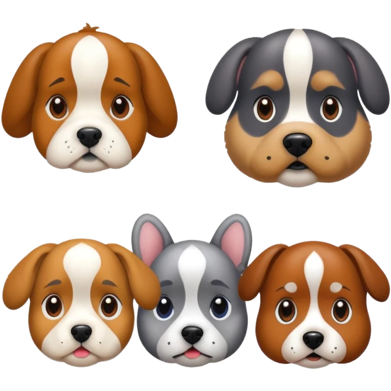 1 bulldog, 1 poodle, 1 husky, 1 dachshund emoji