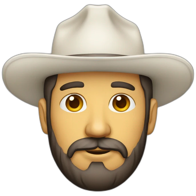 Hombre cachetón con barba y sombrero piel blanca emoji
