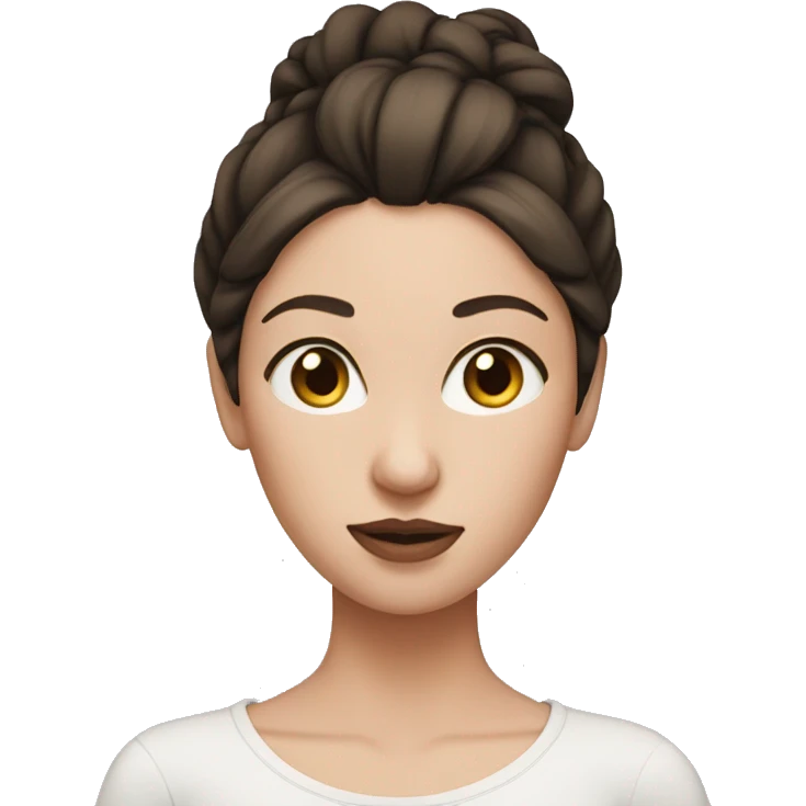 Short brunette with White skin and a bun emoji