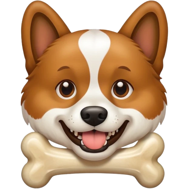 dog with a bone in its teeth emoji
