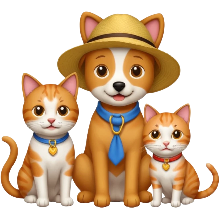 tour group with one dog and two cats emoji