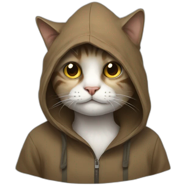 Cat wearing a hoddy emoji