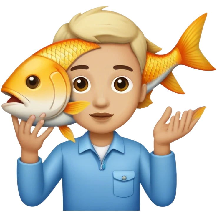 Holding fish emoji