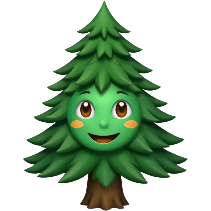 sapin avec des yeux noirs luisants, sourire en coin emoji