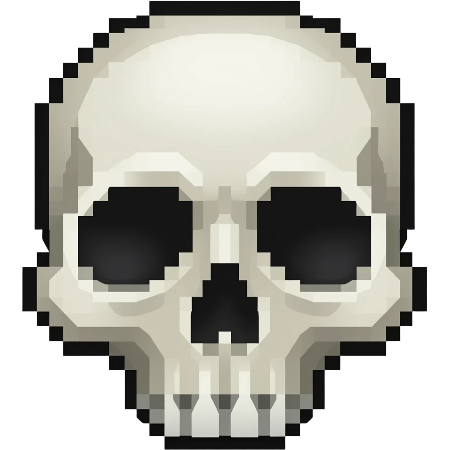cool looking pixelated skull emoji