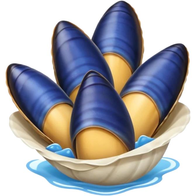 simple cartoon emoji of 3 open mussels emoji