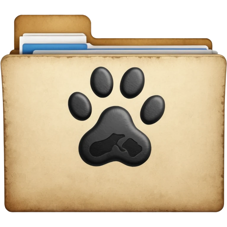 a folder of documents with a dog's paw print on it emoji