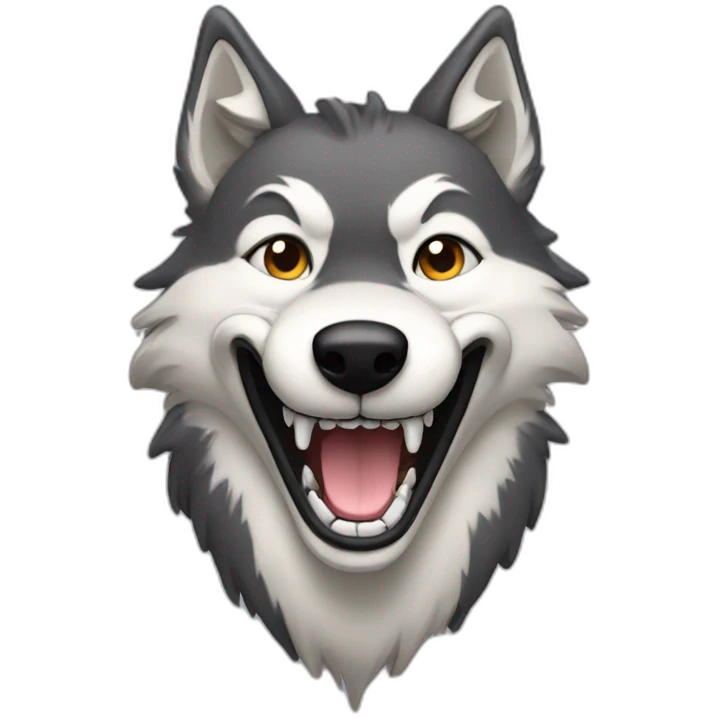 smiling wolf with human teeth emoji