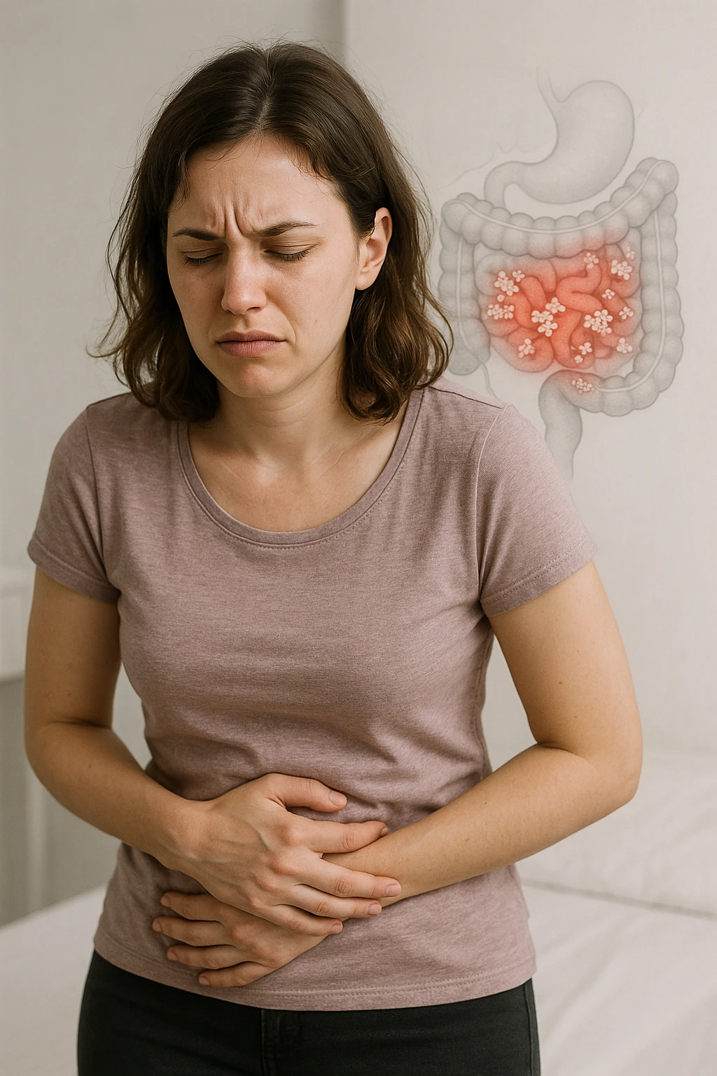 donna con candida intestinale emoji