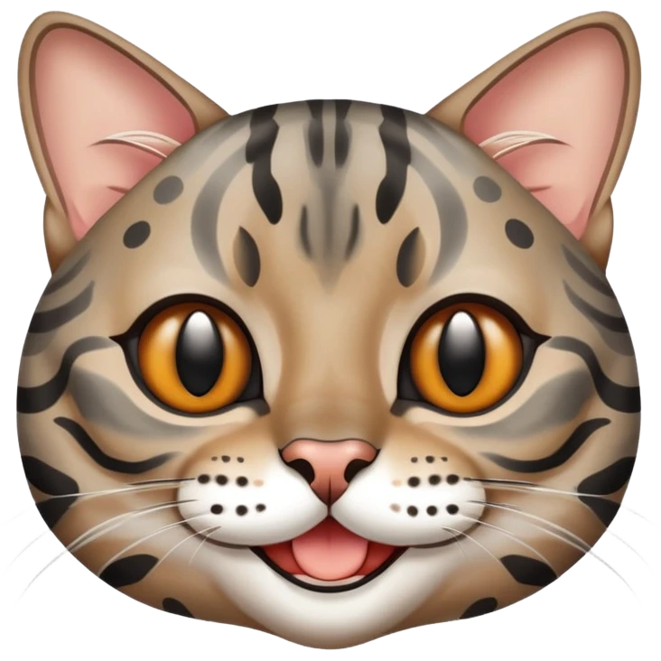 grey bengal cat smile emoji
