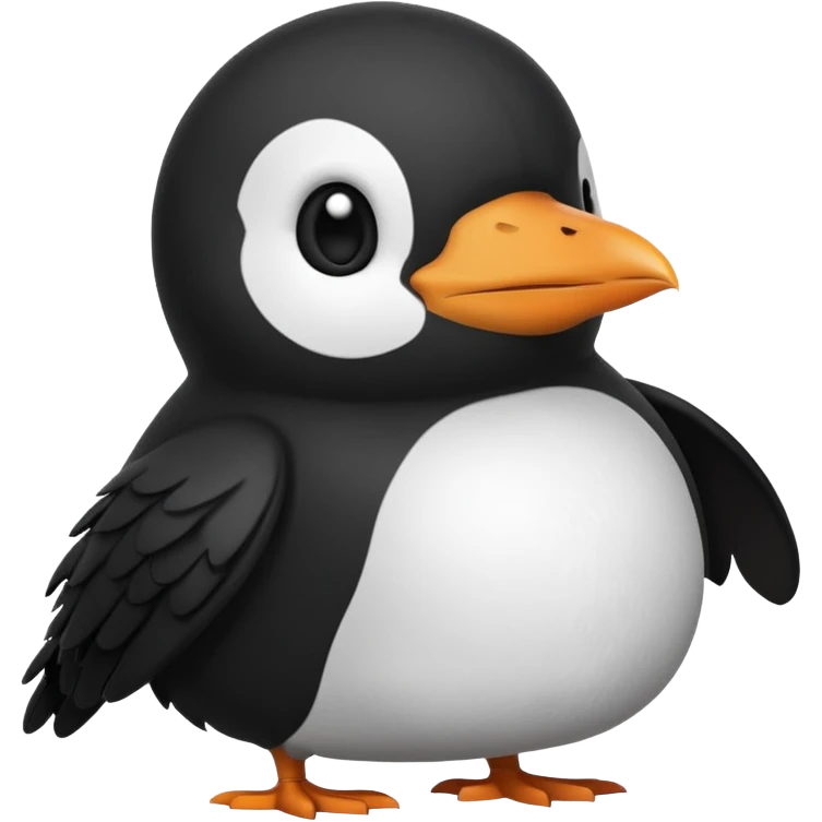 a hybrid of a crow and a penguin, emoji style emoji