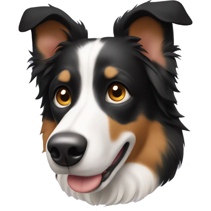 Border collie black and tan ears up emoji
