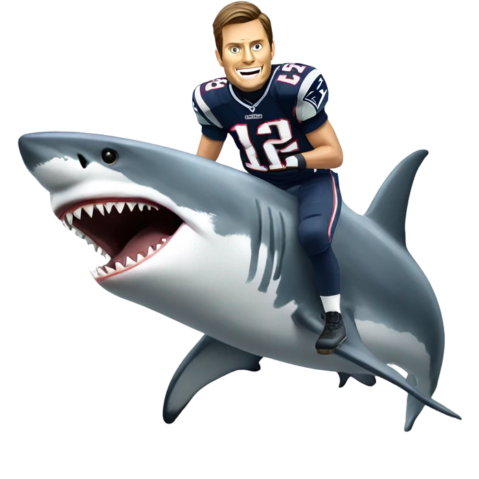 Tom Brady on a great white shark  emoji