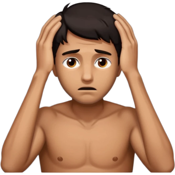 איש תופס את הראש ביאוש emoji