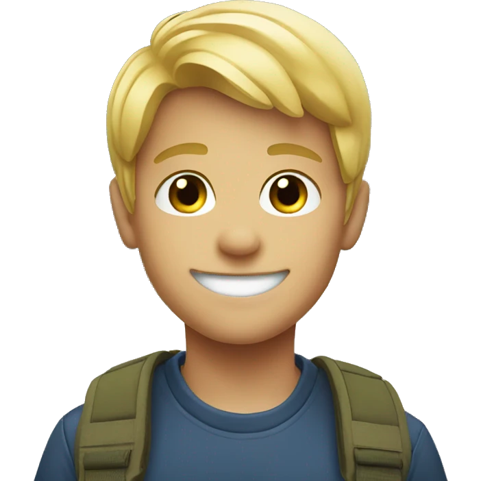 smiling blonde boy outdoors emoji