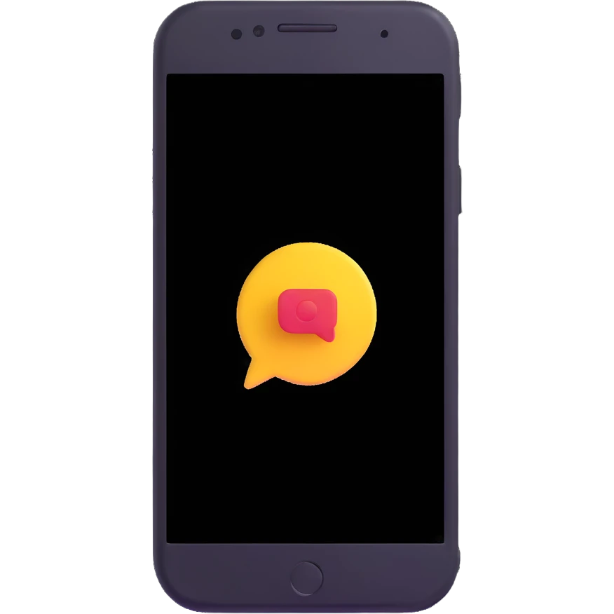 smartphone with call and text notifications emoji