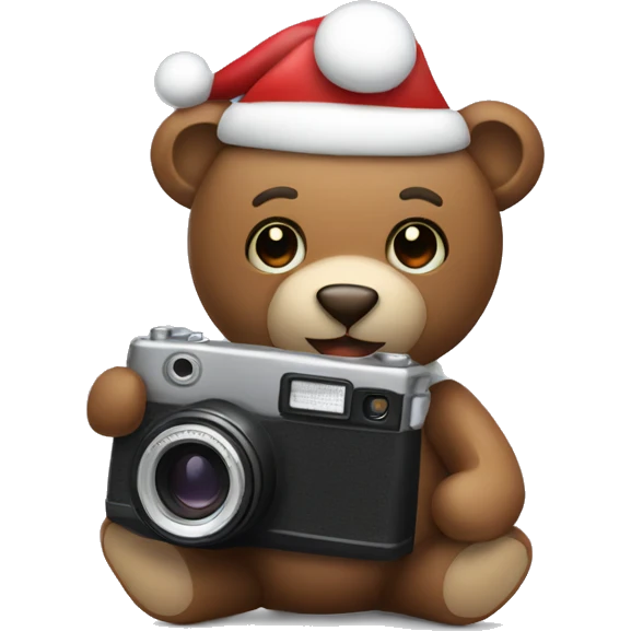 Christmas Teddy bear holding a Camera  emoji