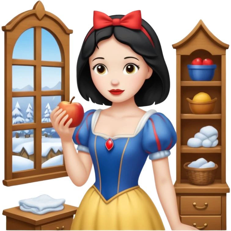 Snow White dusting her room emoji