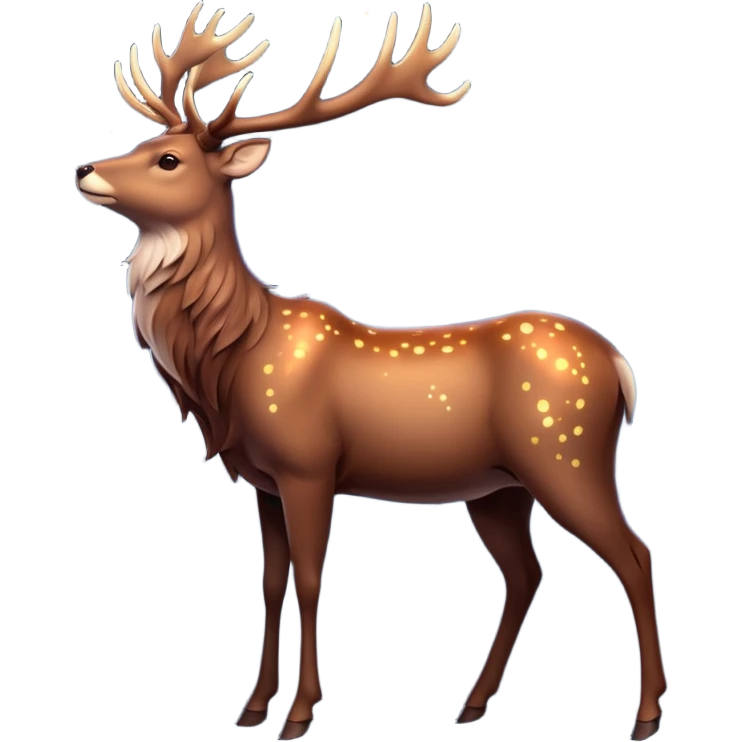 Celestial Stag emoji – full body, majestic stag with tall glowing antlers shaped like constellations, starry highlights on body, slight side angle emoji