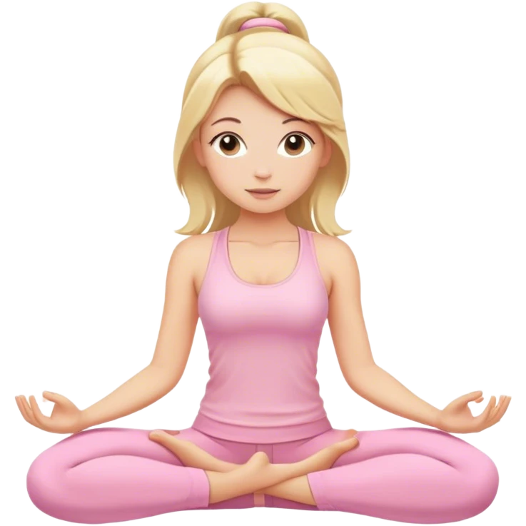 blonde yoga girl light pink clothes n emoji