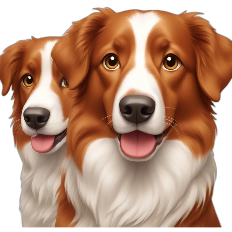 Two dogs, Toller and red border collie has ears up emoji